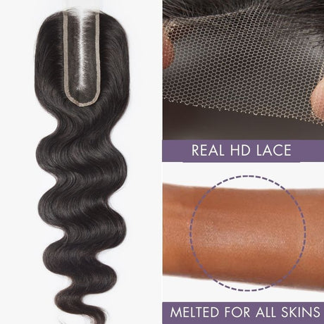 Upgraded Brazilian Hair | HD Lace Deep Part 2x6 Closure with 3 Bundles Virgin Body Wave Hair