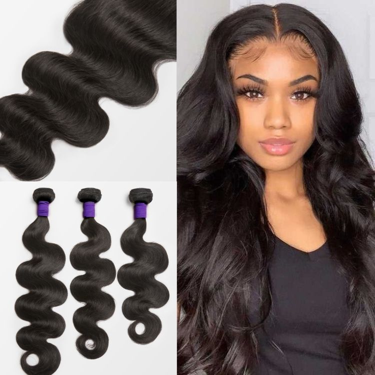 Upgraded Brazilian Hair | HD Lace Deep Part 2x6 Closure with 3 Bundles Virgin Body Wave Hair