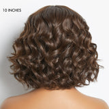 Beginner Friendly Brown Loose Wave Glueless Minimalist Lace Shoulder Length Wavy Bob Wig with Bangs