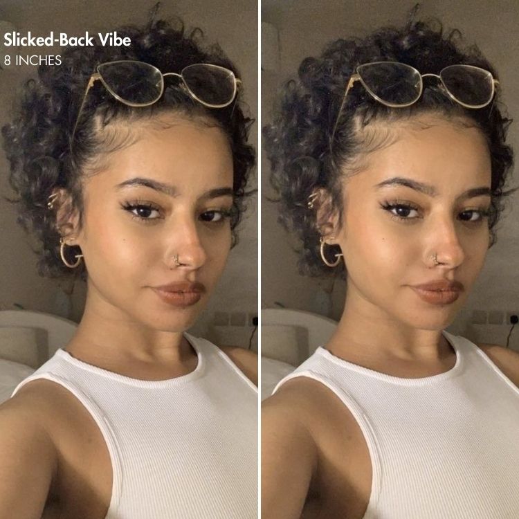 Slicked-Back Short Cut Curly Glueless 13x4 Lace Front Wig 100% Human Hair