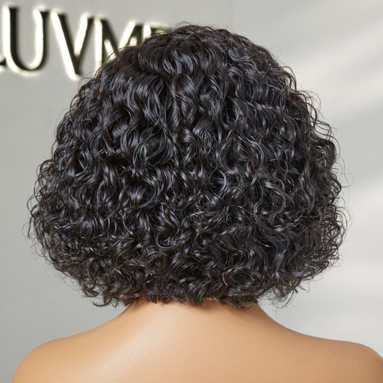 Slicked-Back Short Cut Curly Glueless 13x4 Lace Front Wig 100% Human Hair