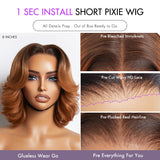 1 SEC INSTALL WIG | Elegant Boss Vibe Short Pixie Cut Natural Black / Ombre Brown Glueless Minimalist HD Lace Wig Ready to Go