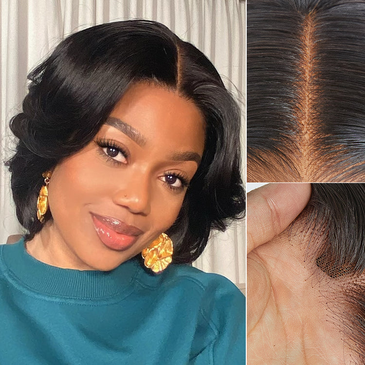 1 SEC INSTALL WIG | Elegant Boss Vibe Short Pixie Cut Natural Black / Ombre Brown Glueless Minimalist HD Lace Wig Ready to Go