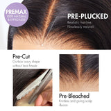 PreMax Wigs | 200% Density Natural Black Left Side Braids Straight 13x4 Frontal HD Lace Long Wig