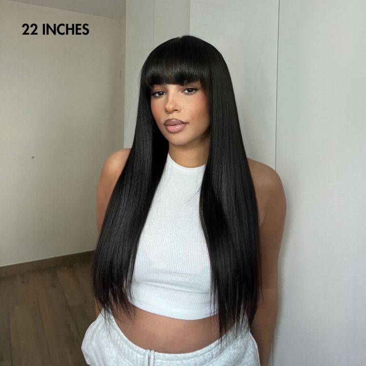 Special Deal | Breathable Cap Yaki Straight Ultra Natural Minimalist Lace Long Wig with Bangs