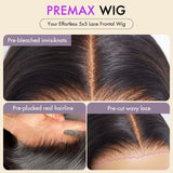 PreMax Wigs | Super Natural Hairline Silky Straight Glueless 13x4 Frontal Lace Wig Human Hair Pre-plucked