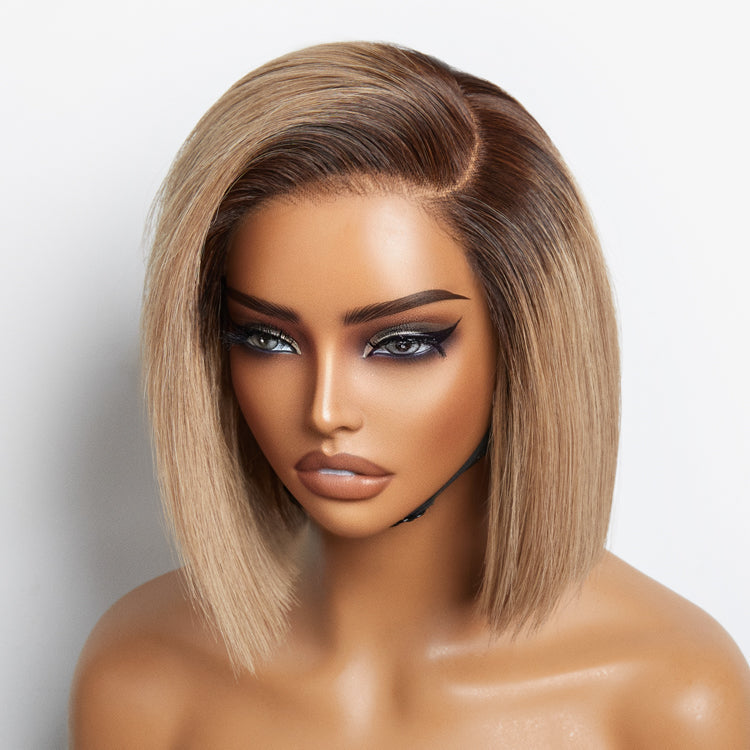 Put On & Go Blunt Cut Straight Bob Minimalist HD Lace Glueless C Part Wig