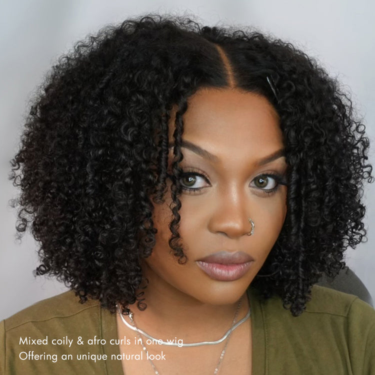 Gorgeous Natural Coily Curl Glueless 5x5 Closure HD Transparent Lace Wig Breathable Cap