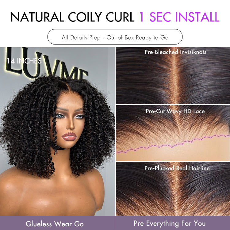 Newbie Only | Gorgeous Natural Coily Curl Glueless 5x5 Closure HD Transparent Lace Wig Breathable Cap