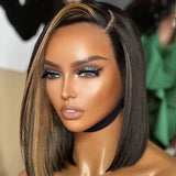 PreMax Wigs | Super Natural Hairline Blonde Highlight Blunt Bob Glueless 13x4 Frontal Lace Short Wig