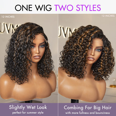 1 SEC INSTALL WIG | Casual Blonde Highlights Funmi Curly Glueless Minimalist HD Lace Short Curly Wig