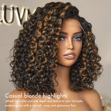 1 SEC INSTALL WIG | Casual Blonde Highlights Funmi Curly Glueless Minimalist HD Lace Short Curly Wig