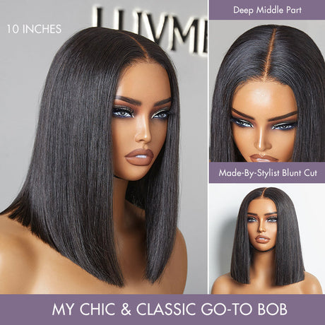 PreMax Wigs | Silky Blunt Cut Glueless 2x6 / 5x5 Closure Lace Shoulder Length Bob Wig Pre Plucked & Bleached