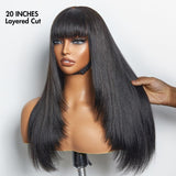 Special Deal | Breathable Cap Yaki Straight Ultra Natural Minimalist Lace Long Wig with Bangs