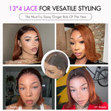 Ginger Ombre Silky Blunt Cut Glueless 13x4 Lace Front Short Bob Wig 100% Human Hair