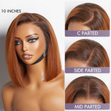 Newbie Only | Ginger Ombre Silky Blunt Cut Glueless 13x4 Lace Front Short Bob Wig 100% Human Hair