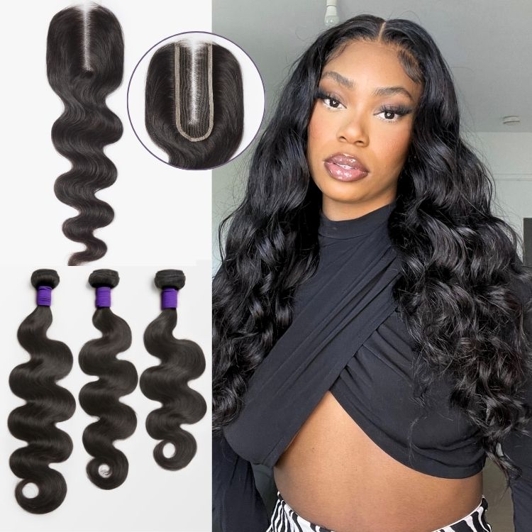 Upgraded Brazilian Hair | HD Lace Deep Part 2x6 Closure with 3 Bundles Virgin Body Wave Hair