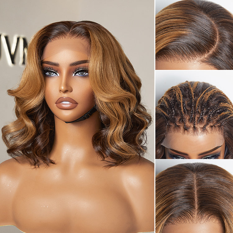 Elegant Peekaboo Ombre Blonde Loose Wave Glueless 5x5 Closure Lace Wig