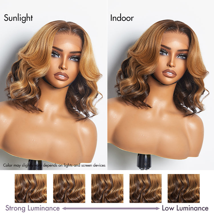 Elegant Peekaboo Ombre Blonde Loose Wave Glueless 5x5 Closure Lace Wig