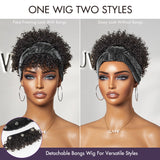 Throw On & Go Glueless Afro Headband Short Curly Wig with Detachable Bangs