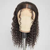 Zoe Unique Sleek-top Deep Wave Glueless 13x4 Frontal Lace Mid Part Long Wig 100% Human Hair