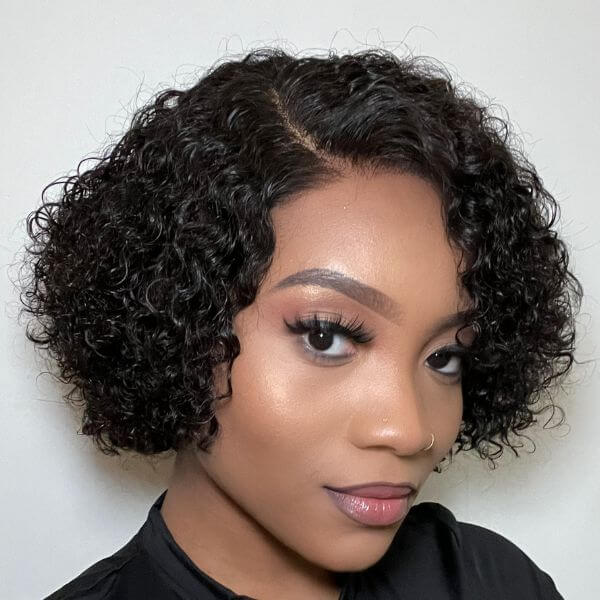 Short Cut Wig HD lace Undetectable Lace Wig Deep Curly Wig Pre-plucked Hairline Wig