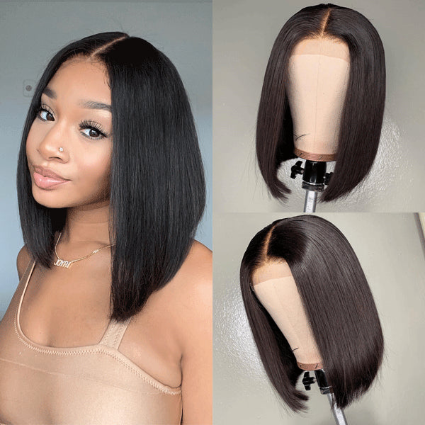 Beginner Friendly Glueless Silky Blunt Cut 4x4 Closure Bob Wig | Upgraded 2.0