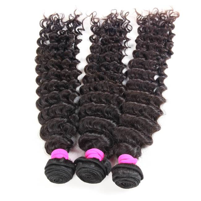 3pcs Deep Wave 100% Virgin Human Hair Curly Bundles