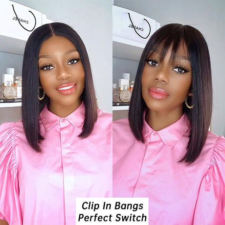 100% Real Human Hair Clip in Bangs Human Hair Extensions