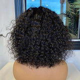 Beginner Friendly Water Wave Minimalist Lace Glueless Short Wig with Bangs