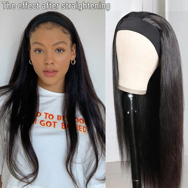 Wet And Wavy | Throw On & Go Water Wave Glueless Long Headband Wig 100% Human Hair (Get Free Trendy Headbands)