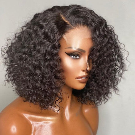 Glueless Short Deep Wave Bob 4x4 Closure Lace Wig 100% Human Hair