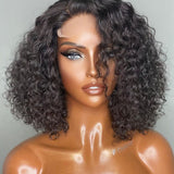 Glueless Short Deep Wave Bob 4x4 Closure Lace Wig 100% Human Hair