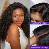 4C Edges | Water Wave Kinky Edges Glueless Free Parting 13x4 Undetectable Lace Front Wig | Afro Inspired