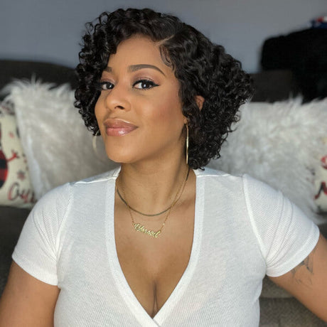 Short Cut Wig HD lace Undetectable Lace Wig Deep Curly Wig Pre-plucked Hairline Wig