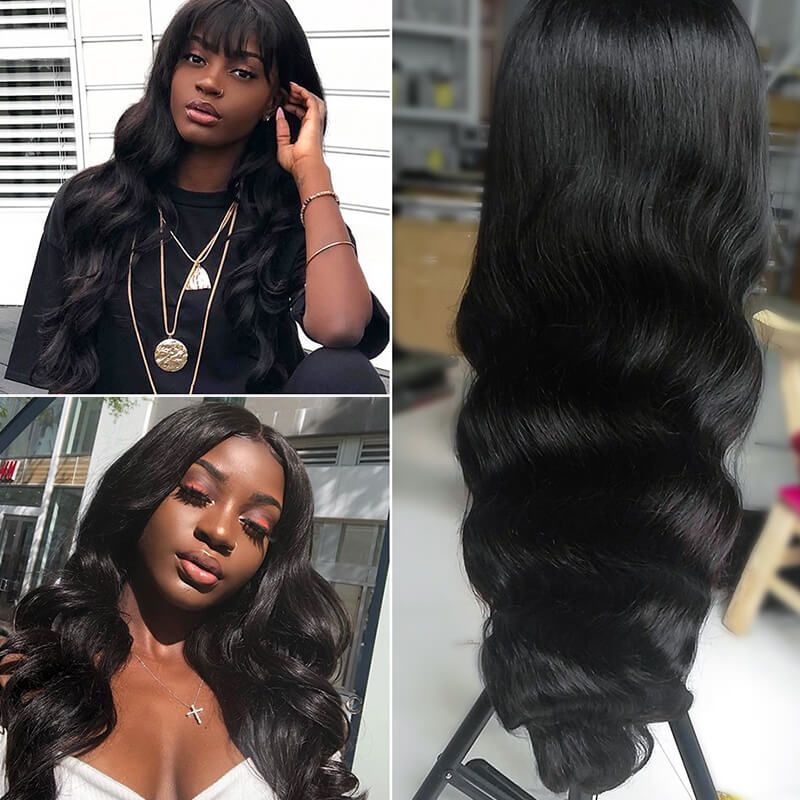 13x6 Lace Front Wig 180% Density Body Wave Pre Bleached Knots Human Hair