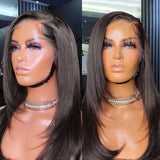 Straight Lace Front Wigs with Layer Inner Buckle Virgin Human Hair Wigs For Women