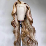 613 Honey Blonde Body Wave Colored Wig Highlight 13X4HD Transparent Lace Part Human Hair Wig For Women Brazilian