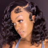 Short Bob Loose Deep Wave Human Hair Lace Frontal Wigs 150% Density