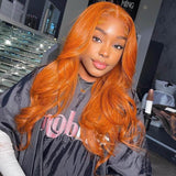 Ginger Orange Wig 13*4 Transparent HD Lace Human Hair Wigs Pre Plucked Hairline