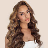 Caramel Honey Highlight Wigs Loose Wave13*4 4*4 HD Lace Front Human Hair Wigs