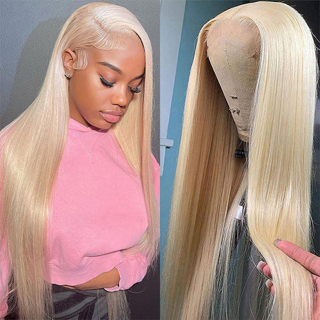 613 Blonde Straight Wigs 13x4 HD Invisible Lace Front Human Hair Wigs