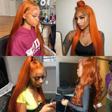 Ginger Orange Wig 13*4 Transparent HD Lace Human Hair Wigs Pre Plucked Hairline