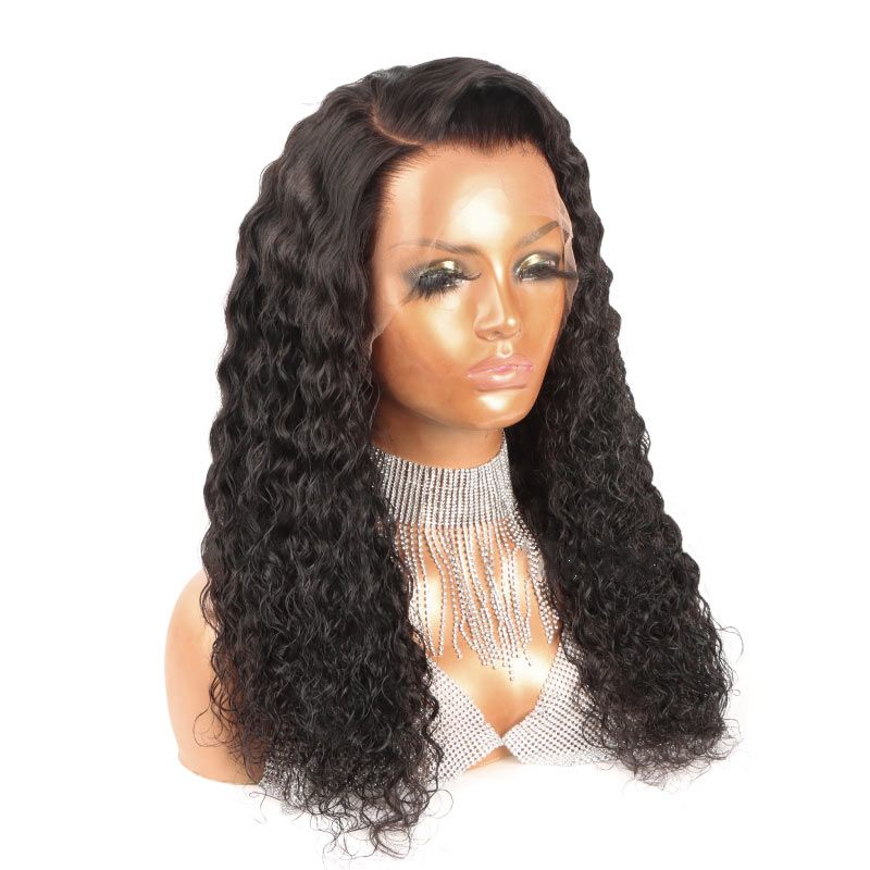 Deep Wave Human Hair 13X6 Lace Front Wig 180% Density Pre-plucked Invisible Knots