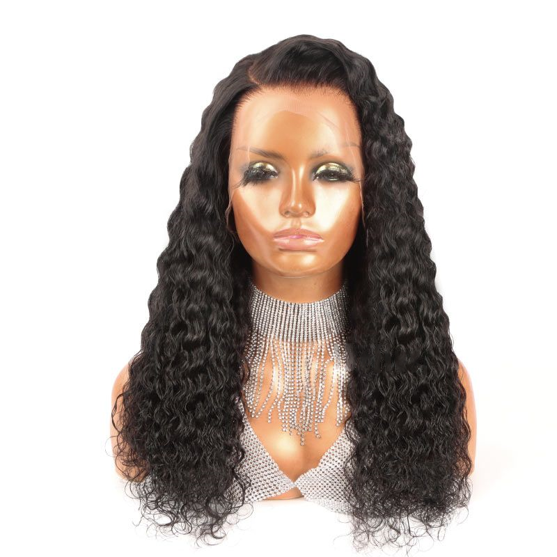 13x6 Swiss Lace Front Wig Water Wave Pre Plucked Human Hair Wig