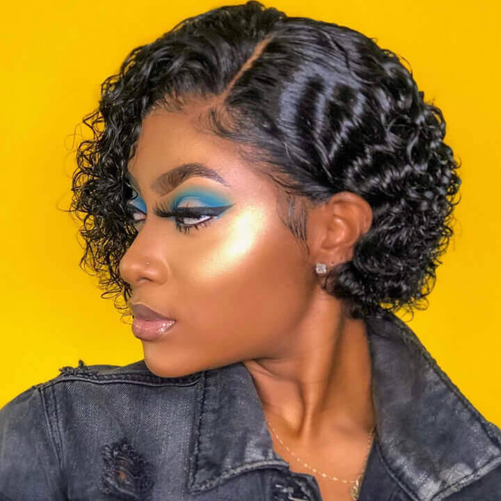 Glueless Bouncy Curl 13x4 Lace Frontal Wig Human Hair