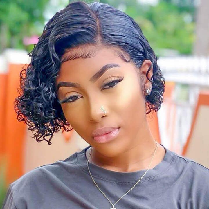 Glueless Bouncy Curl 13x4 Lace Frontal Wig Human Hair