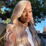 Exclusive #P18/613 Ash Blonde Highlight Color Lace Front Human Hair Wigs