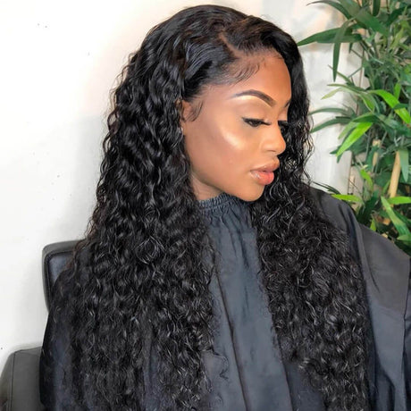 Deep Wave Human Hair 360 Lace Wig 150% Density Pre-plucked Invisible Knots 100% Virgin Hair