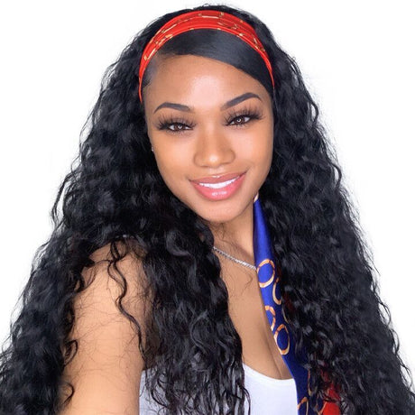 100% Brazilian Hair Glueless Headband Wigs Human Hair Water Wave Wigs